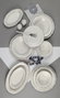 Hermia Platin Yaldız Fulya 53 YTKM Juego de Cena de Porcelana Blanco y Plata